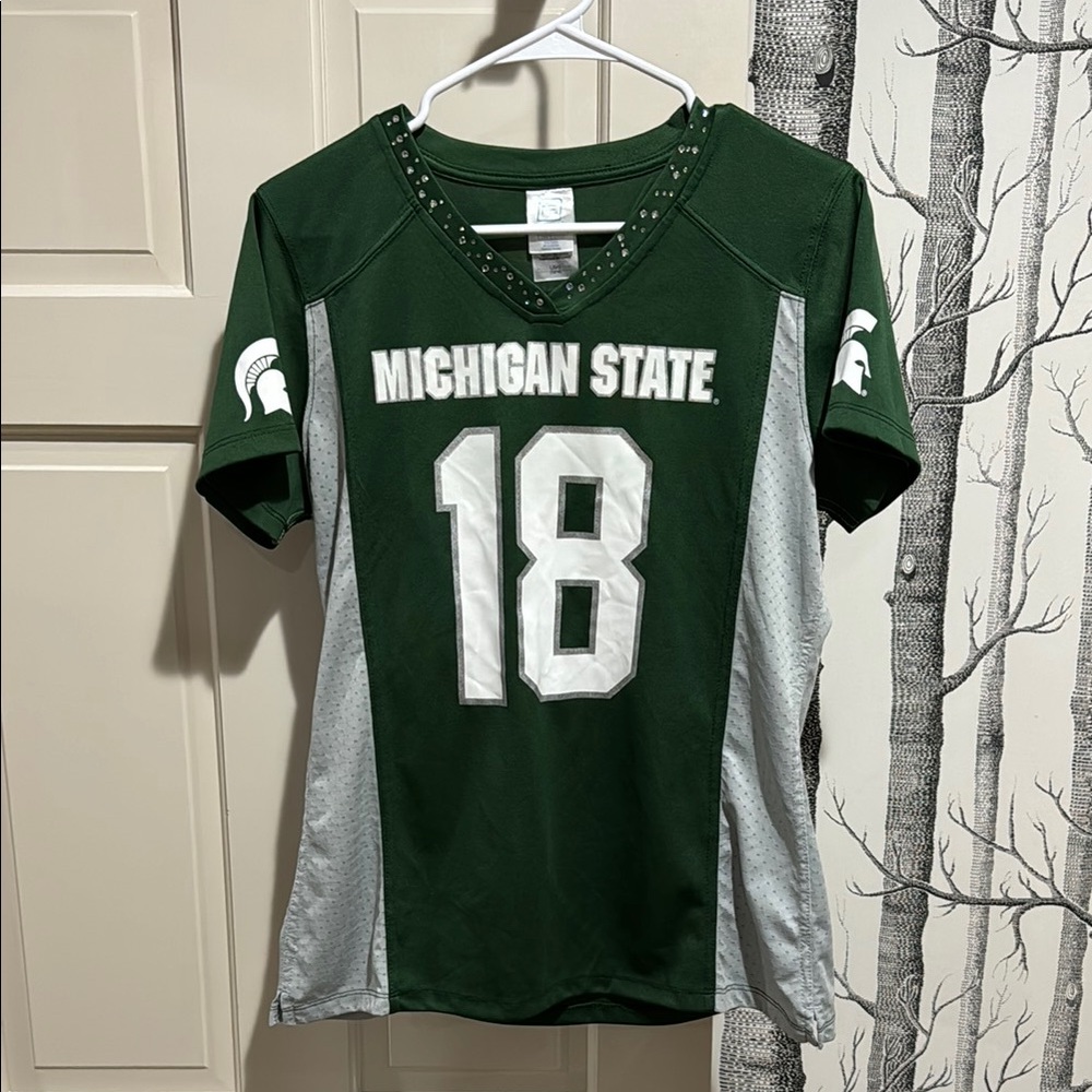 Michigan State Women's Green and Gray football Jersey size large